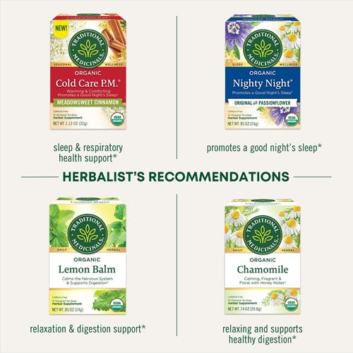 Traditional Medicinals Organic Nighty Night Extra Tea With Valerian Root For Relaxation, 16 Tea Bags (Pack Of 1)
