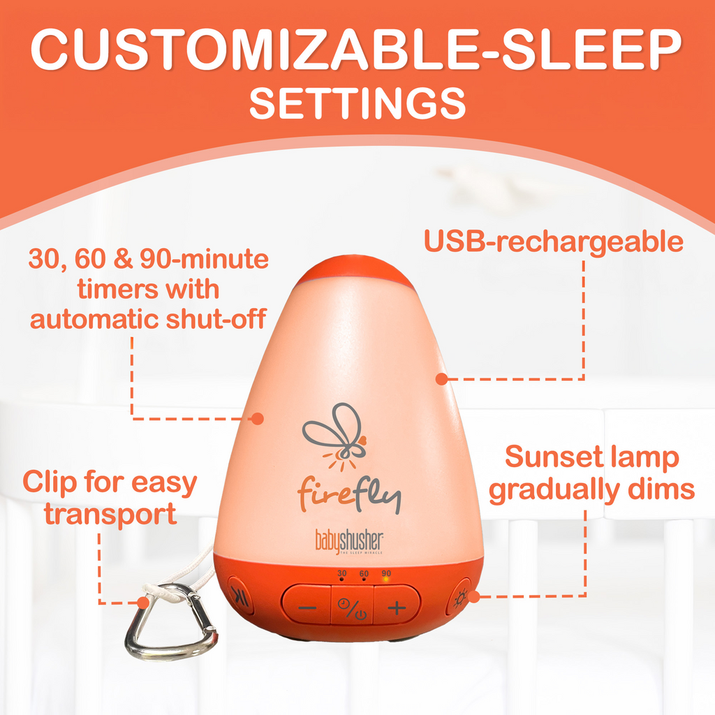 Baby Shusher Firefly – Portable Sound Machine & Night Light with Real Shushing Sound