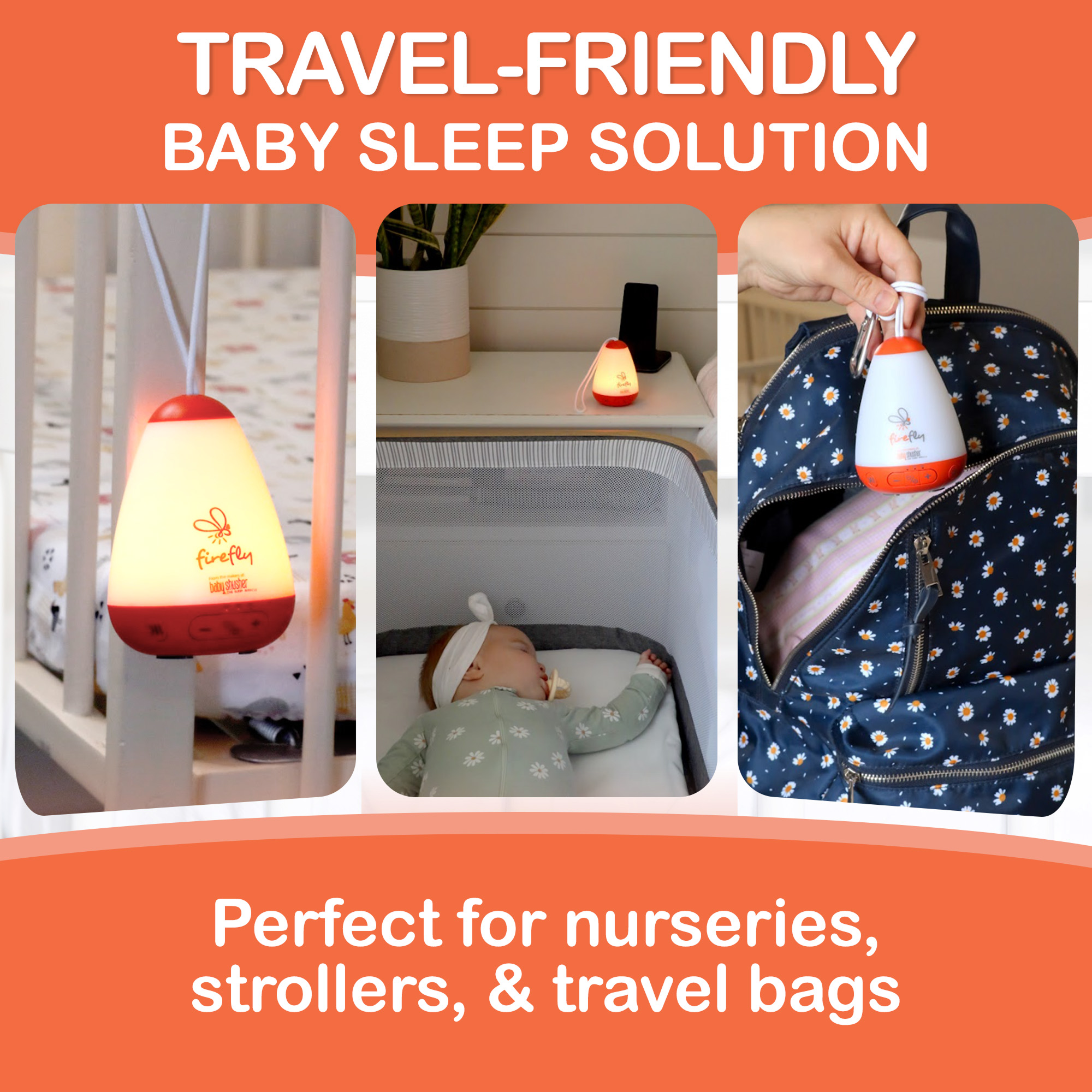 Baby Shusher Firefly – Portable Sound Machine & Night Light with Real Shushing Sound