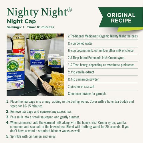 Traditional Medicinals Organic Nighty Night Extra Tea With Valerian Root For Relaxation, 16 Tea Bags (Pack Of 1)